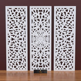 Premium Wooden Decoration Hand Carved 3 Wall Panel (MDF Wood, White) - Wooden Twist UAE